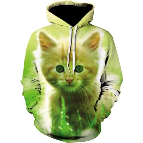 2020 new female animal cat print floral hoodie fashion kawaii men and women casual long-sleeved sweatshirt
