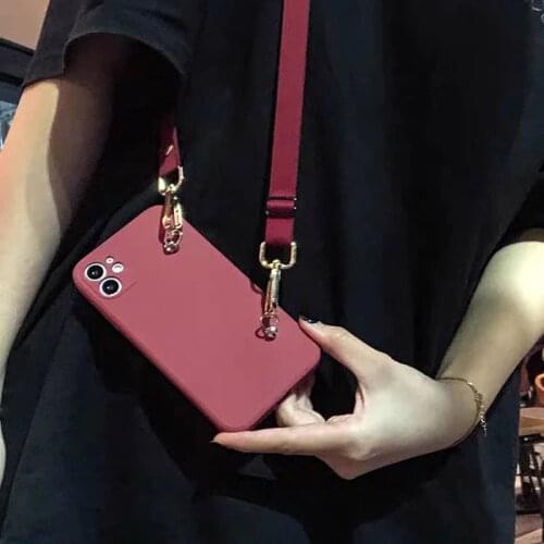 Plain Silicon Lint Lens Protector Silk Sling Phone Case For iPhone12 11 XSMAX 78PLUS SE2020 6S Cover XR Skinny Shell Protection