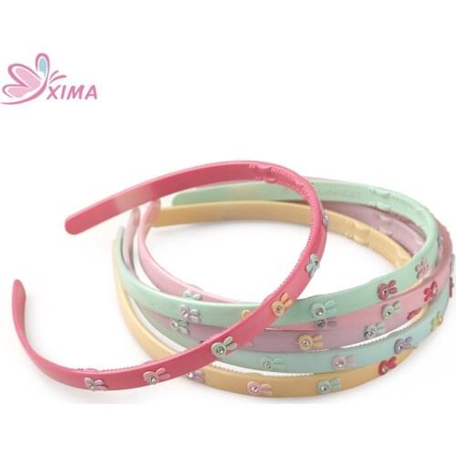 XIMA 12pcs/lot Spring Color ABS Plastic Hairband Lovely Hair Hoop Girls Headband for Kids Hair Accessories GHB063