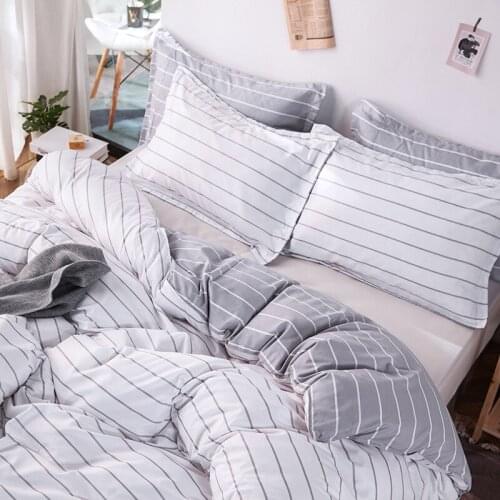 Modern Simple Striped Bedding Set A/B Side Fashion Women Duvet Cover Set With Pillowcase Quilt Cover Bed Linens Home Textiles