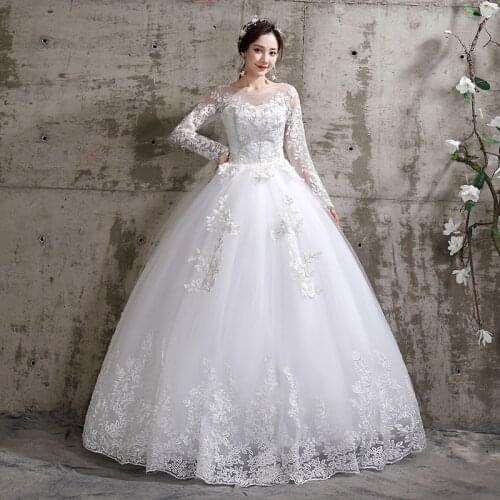 Wedding Dress 2021 New Birde Long Sleeve Ball Gown Luxury Lace Dresses Vestido De Noiva Robe Mariee Plus Size