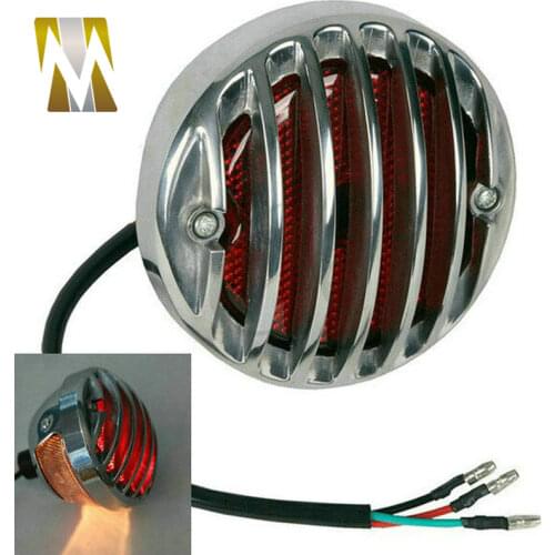 Chrome Skull Style License Plate Light Universal Motorcycle Rear Brake Stop Tail Light Lamp