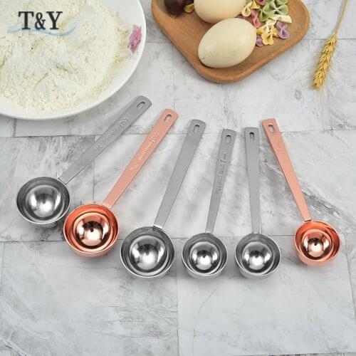 T&Y 1 PC 15ml/30ml Rose Gold Coffee Scoop Stainless Steel 1 Tablespoon and 2 Tablespoon Long Handled Measuring Spoons for Coffee