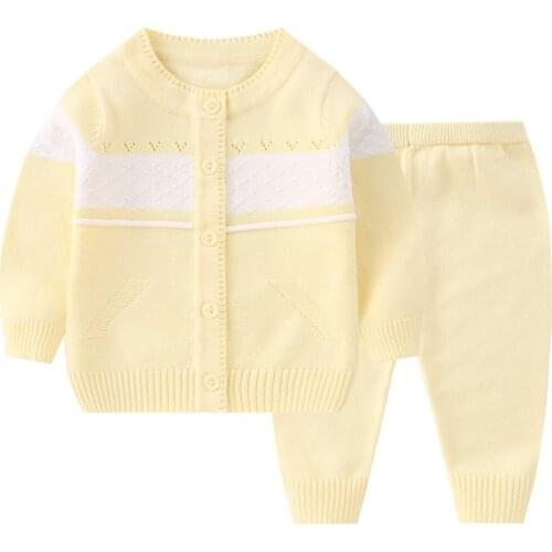 Spring Autumn Baby Clothing Sets Knitting Pure Cotton Girl Clothes For Newborns Thick Warm Childrens clothing Babies Boy Suit