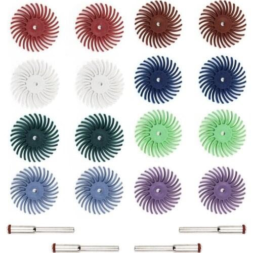 TOP 16PCS Abrasive Brush Wheel Radial Bristle Disc Mixed Buffing Wheel Brushes Set with 4x Mandrels for Rotary Dremel Tool