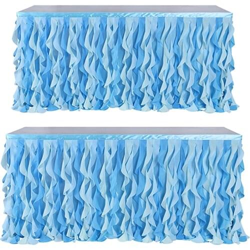 Tulle Table Skirt With Wrinkle Lining Accessory For Weddings, Parties, Baby