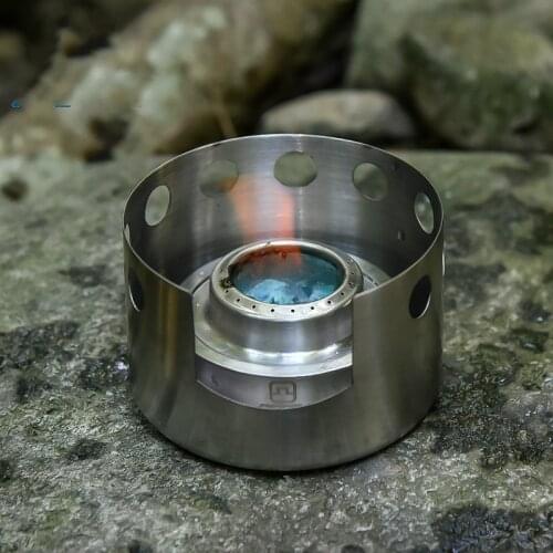 Outdoor windproof alcohol stove stainless steel camping portable boiler heater hiking ultralight metal cooking furnace