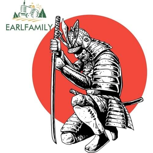 EARLFAMILY 13cm x 10.6cm Personality Car Sticker Samurai Warrior Vinyl Decal for Trolley Case Table Skateboard Fridge Decoration