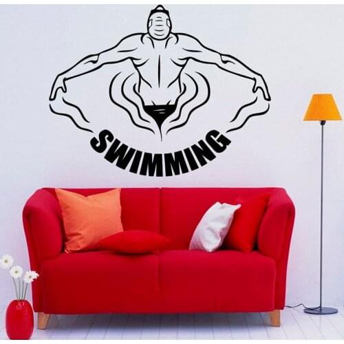 Swimming Wall Decal Watersports Exercise Vinyl Window Stickers Bedroom Swim Pool Art Interior Decor Waterproof Wallpaper Q827