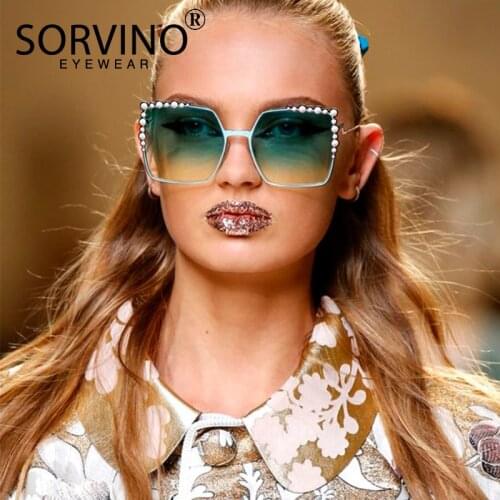 SORVINO Oversized Pink Rhinestone Square Sunglasses 2020 Women Brand Designer Retro Lady Sun Glasses Luxury Fashion Shades SVN42