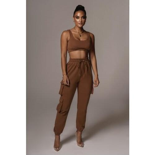 VAZN 2021 Summer New European and American Large Size Womens Yoga Suit Sommuter Fashion Casual Trouser Suit