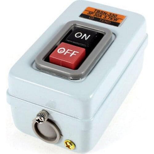 1 Pc Gray Metal Case 3P ON/OFF Push Button Switch 30A 3.7KW TBSN-330