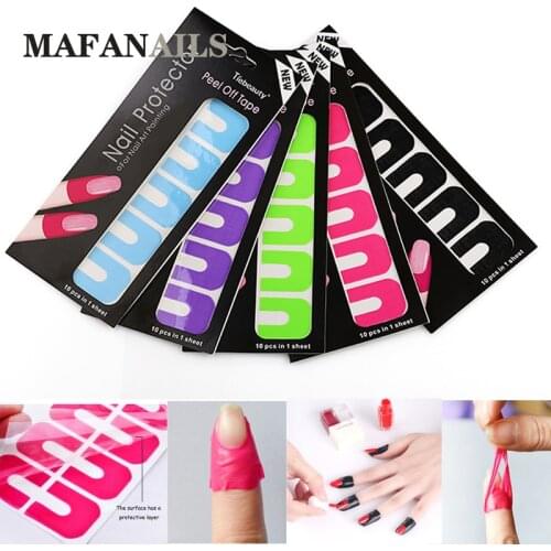 10pc/sheet Nail U-Shape Peel Off Tape Anti-overflow Protector Sticker Nail Art Polish Paint Tool 184*80mm Anti-overflow Stickers