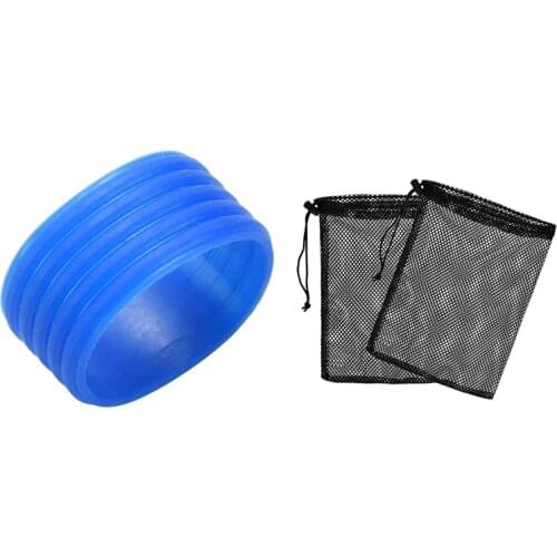 10 Pcs Tennis Racket HandleS Silicone Ring & 2 Pcs Nylon Mesh Nets Bag Pouch Golf Tennis Carrying Holder Storage Bags
