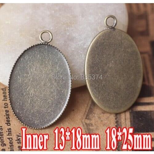 100PCS WHOLESALE ANTIQUE BRONZE Pendant Blank with inner 13*18-18*25mm Bezel Setting Teeth edged Tray for Cameo Cabochons