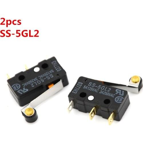 2pcs/lot SS-5GL2 Microswitch Hinge Roller Lever SPDT 3Pin Subminiature Basic Limit Switches Wholesale