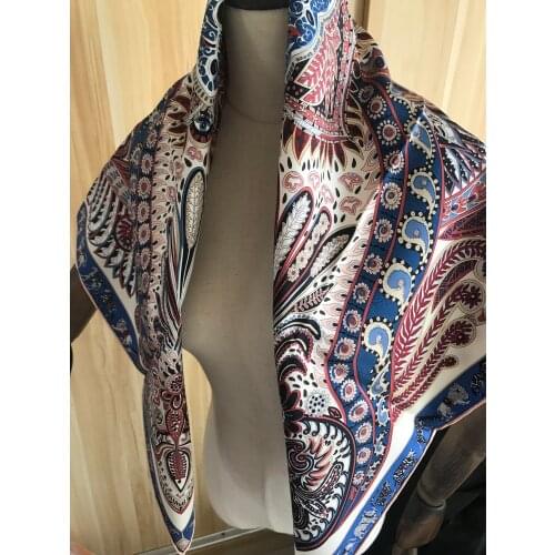 2020 new arrival spring autumn classic paisley 100% pure silk scarf twill hand made roll 90*90 cm shawl wrap for women lady