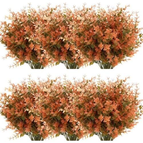 24 Bundles Artificial Fall Boxwood No Fade Faux Autumn Plants,Indoor Outdoor Greenery for Thanksgiving Wedding Party