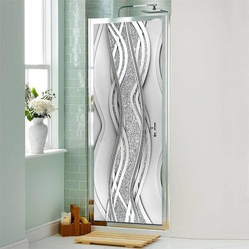 3D Silver Geometry Home Decor Wallpaper Door Sticker For Living Room Bedroom Decoration Adhesive Wall Decal PVC Removable Poster