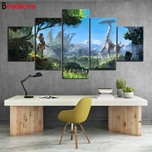 5 Pieces Horizon Zero Nature Pictures Diamond embroidery mosaic diamond painting full square & round diy puzzle home art