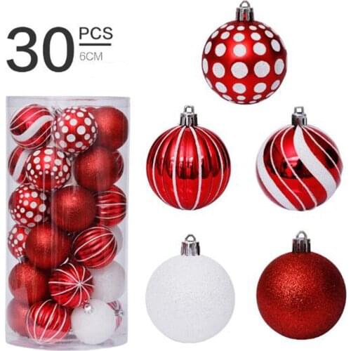 6 CM 30 PCS Transparent Plastic Christmas Ball Ornaments Color Balls Decorations For Home Party Market Christmas Tree Pendant