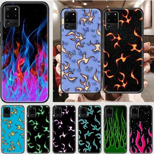 Fashion Flame Phone case For Samsung Galaxy Note 4 8 9 10 20 S8 S9 S10 S10E S20 Plus UITRA Ultra black luxury shell silicone