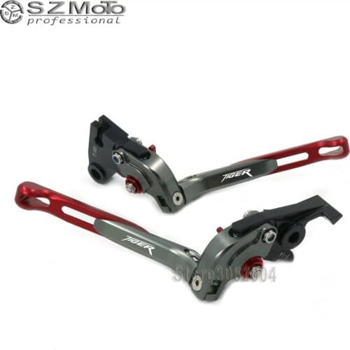 For TRIUMPH TIGER 1050/Sport 07-14 TIGER 800/XC 11-14 Motorcycle Folding Extendable Adjustable Brakes Clutch Levers With LOGO