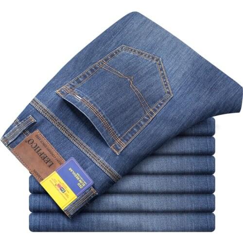 Spring and Summer New Fashion Business Mens Thin Cotton Denim Jeans Cool Soft Loose Straight Pants Man Long Trousers Male