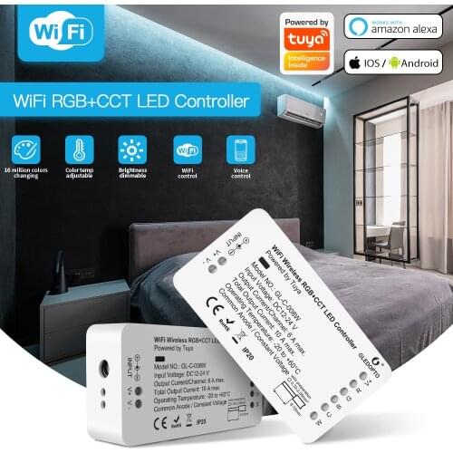 GLEDOPTO Strip Light WIFI Controller Powered by Smart Life Tuya APP RGBCCT Colors Changing Tape Light LED Controller Wireless