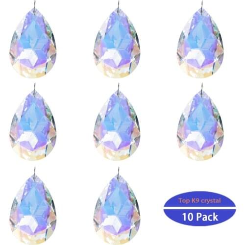 H&D 10pcs Hanging Crystal 76MM Bauhinia Flower Prisms Suncatcher Chandelier Hanging Drop Decor Rainbow Maker Christmas Ornament
