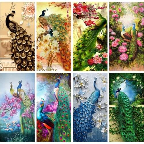 Huacan 5d Diamond Painting New Arrivals Peacock Mosaic Home Decoration Embroidery Animal Handmade Gift