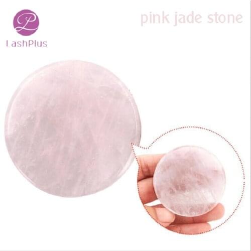 LASHPLUS 1Pcs Pink Crystal Jade Stone Holder Grafting Tool Lash Glue Adhesive Pallet For Eyelash Extension Eyelashes Makeup