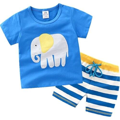 Summer Children Boys Girls Clothing Sets Kids Animal T-Shirt Shorts 2Pcs/Sets Toddler Leisure Sport Suits Baby Cotton Tracksuits