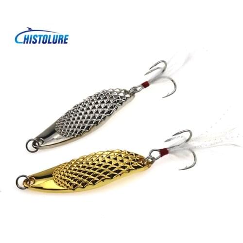 1pcs Fishing lure spoon 5g 7g 10g 15g 20g Gold/Silver fishing bait spoon hard lures metal lure Feather Spoon Bait