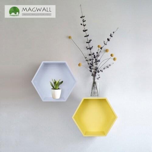 Magnetic hexagonal shape house shape storage rack nail free removable wall decoration