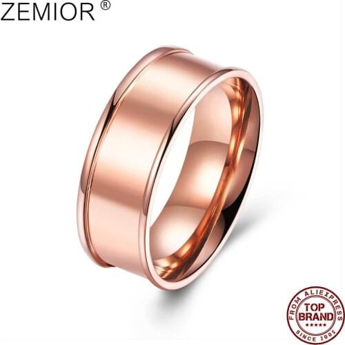 ZEMIOR Stainless Steel Rings For Men Rose Gold Wide Oblate Round Couple Rings Valentines Day RomanticGift Fashion Jewelry 2021