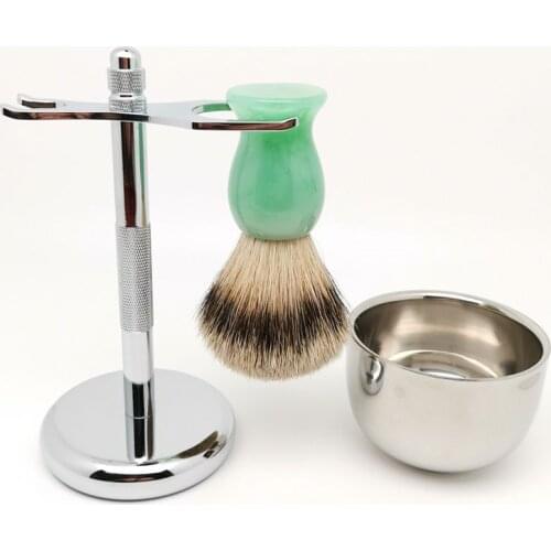 TEYO Shaving Brush Set Include Shaving Bowl Stand Super Silvertip Badger Hair Brush Perfect For Shave Safety Razor