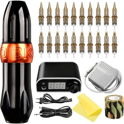 Professional RCA Tattoo Machine Kit Powerful Motor Tattoo Rotary Makeup LCD Power Cartridge sets