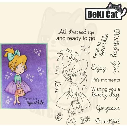 Pretty girl Transparent Clear Stamps for DIY Scrapbooking/Card Making Fun Decoration Supplies