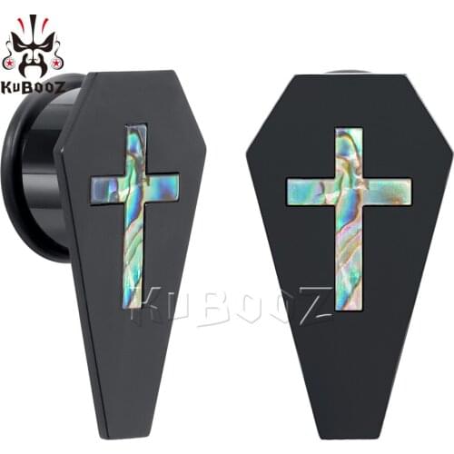 Wholesale Price Popular Shell Cross Acrylic Black Ear Piercing Tunnels Fashion Body Jewelry Ear Plugs Gauges Stretchers 32PCS