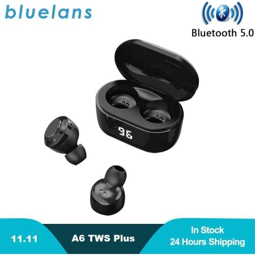 New A6 Mini TWS Plus Earphones Bluetooth 5.0 Earbuds Stereo Bass LED Power Display Waterproof Earbud Support Apt-X/SBC