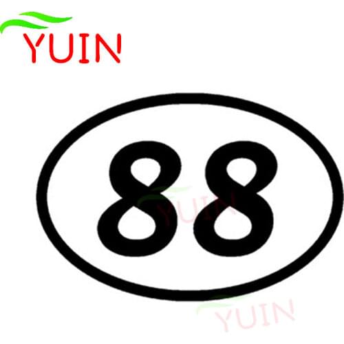 88 Eighty-eight Oval Cross-country Motorcycle Sticker Fashion Decoration PVC Waterproof Decal Black/white/red/laser/silver