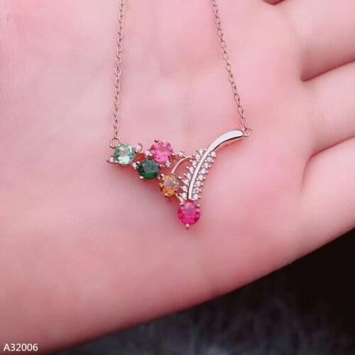 Jewelry 925 sterling silver natural tourmaline net female pendant pendant supports testing