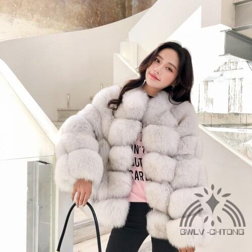 New Real genuine natural fox fur coat women fashion whole skin warm winter overcoat outwear