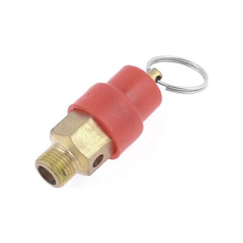 1/8" Male Threaded Safety Air Compressor Pressure Relief Valve Red Gold Tone