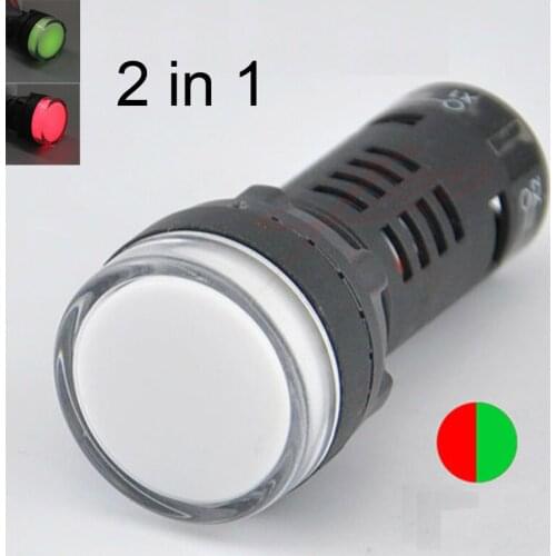 10pcs/lot 12V,24V,220V,380V Red and Green 2 in 1 indicator light