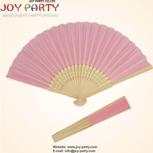 10pcs/lot 21cm Pink Color Silk Hand Fan Wedding Party Favor Promotion Gift