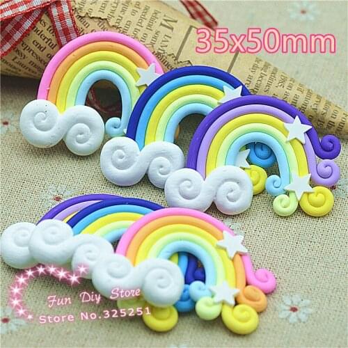 20pcs Polymer clay handmade rainbow with cloud DIY accessories mix 3 color