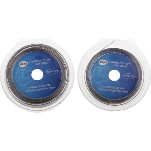 2xTeeth-proof Stainless Steel Fishing Linge LEADER-7-trand Wire-10m/32feet Long