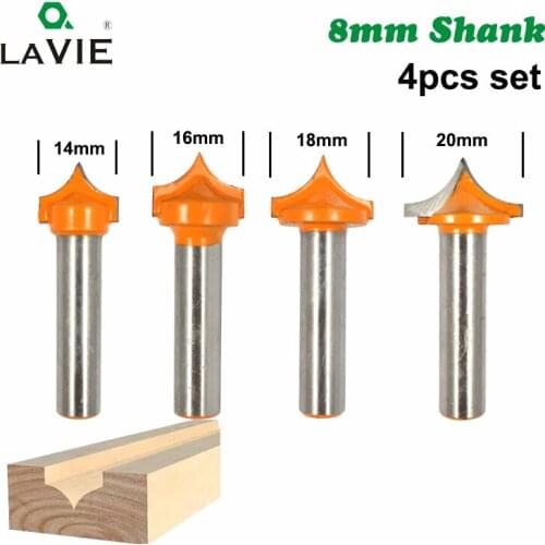 4pcs 8mm Shank Solid Carbide Round Point Cut Round Nose Bits Shaker Cutters Tools Woodworking Milling Cutter for Wood MC02044